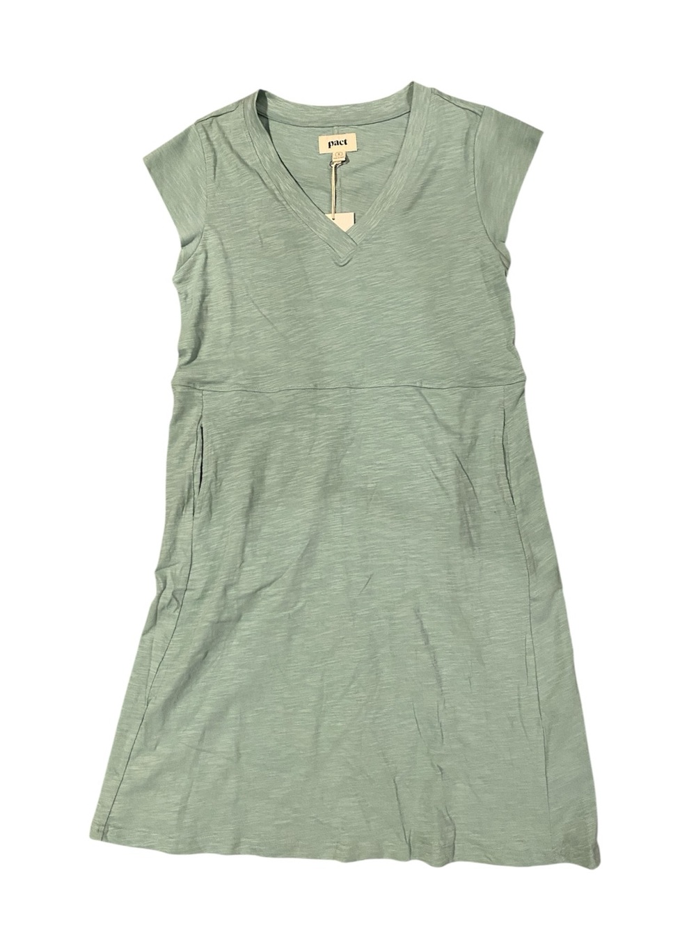 Pact Light Sage Green V‑Neck Everyday Dress